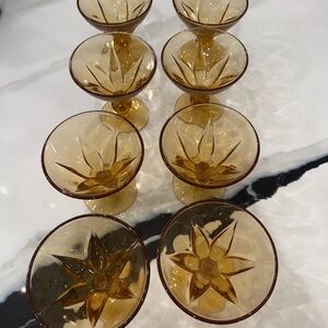 Vintage-Style Amber Coupe Glasses | Stemmed Dessert & Cocktail Cups | Set of 8